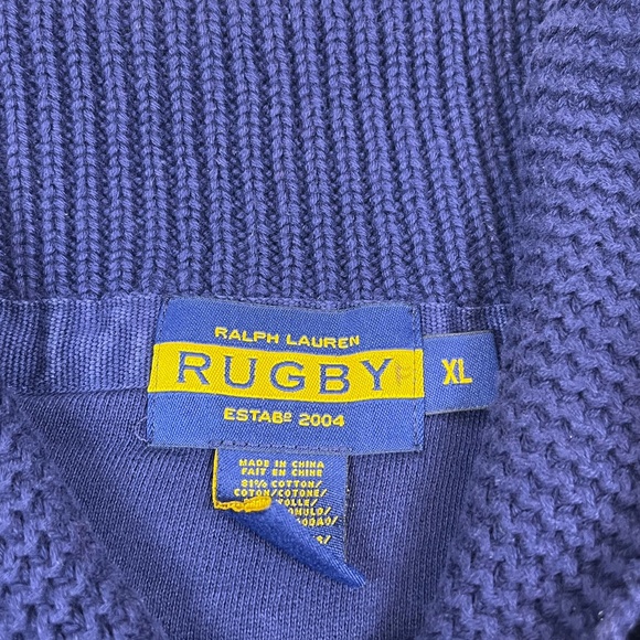 Rugby Ralph Lauren Shawl Collar Sweatshirt Pullover Elbow Patch - Picture 3 of 4